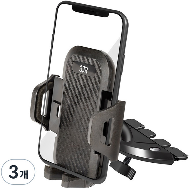 쓰리제이알 스마트폰 CD슬롯 거치대, 3개, 블랙