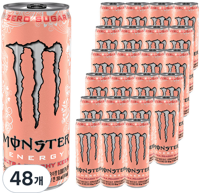 몬스터 에너지 드링크 울트라 피치 킨, 355ml, 48개