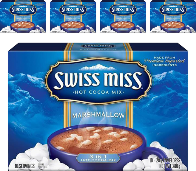 SWISS MISS 牛奶可可粉 棉花糖, 28g, 10包, 5盒