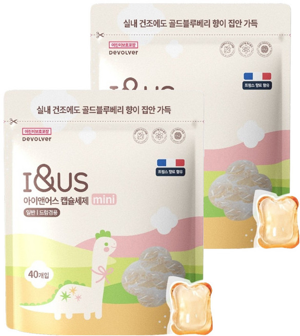 아이앤어스 캡슐세제 미니 골드블루베리향, 40개입, 2개