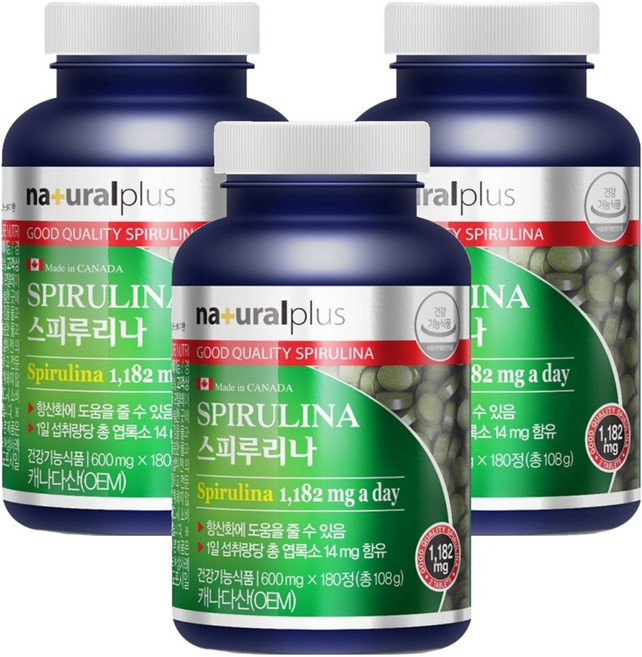 내츄럴플러스 스피루리나, 180정, 3개