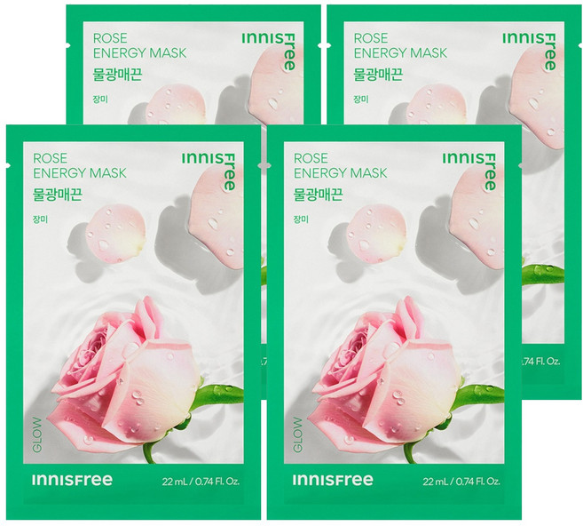 INNISFREE 台灣公司貨 我的真萃能量面膜 玫瑰 22ml, 1片, 4片