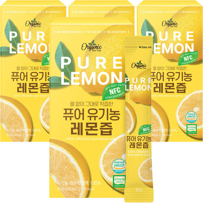 천호엔케어 퓨어 유기농 레몬즙 15p, 300g, 4개