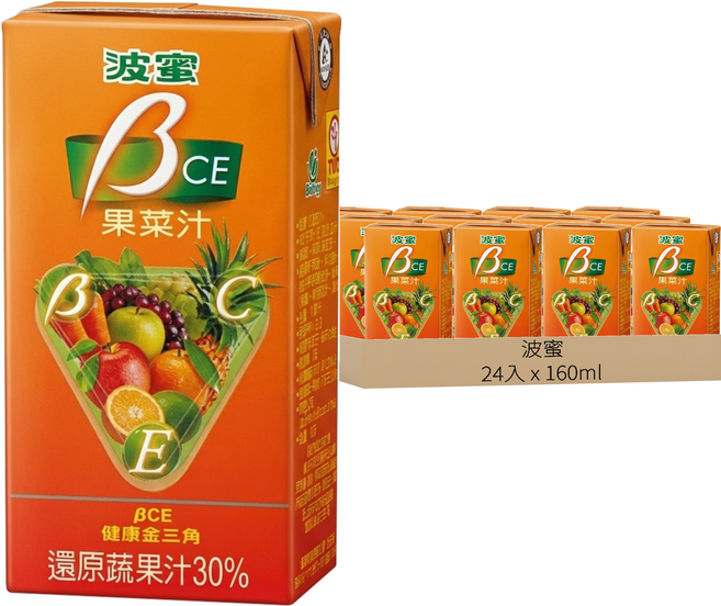 波蜜 果菜汁BCE, 160ml, 24入