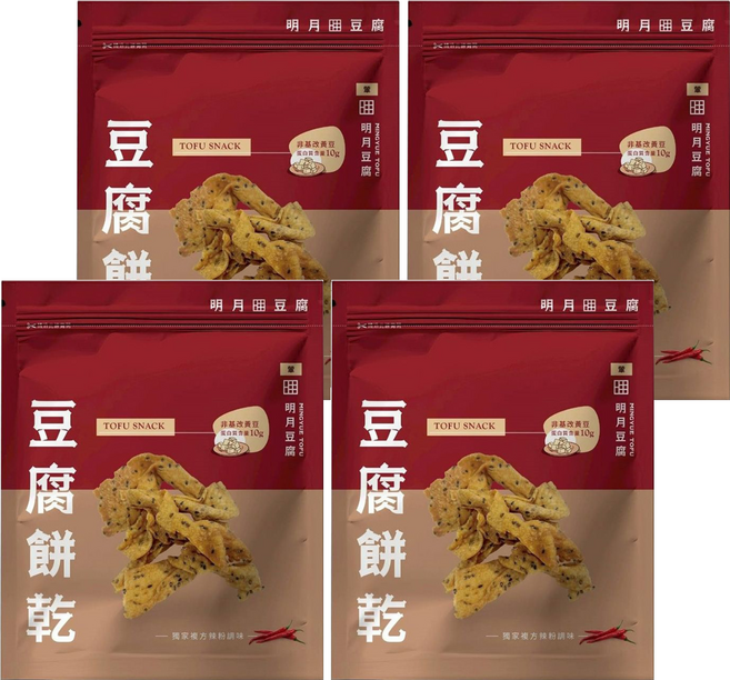 明月豆腐 豆腐餅 麻辣口味 150g 台灣傳統點心, 4包