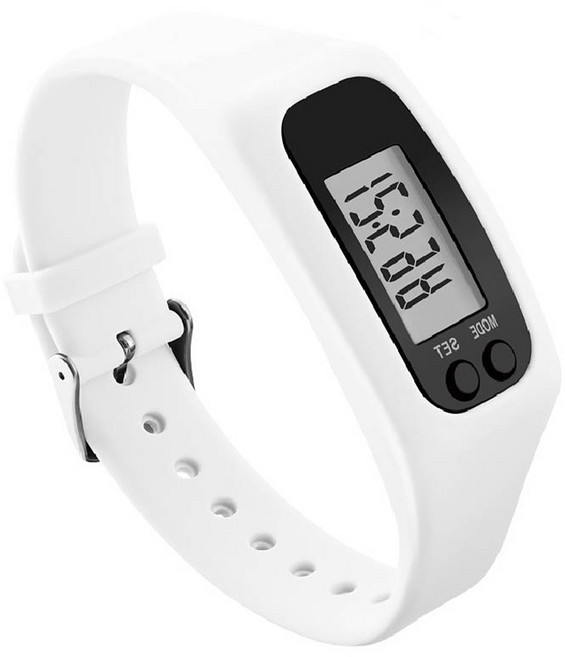 beNUJI 실리콘 다기능 손목밴드 만보기, 화이트, 1개