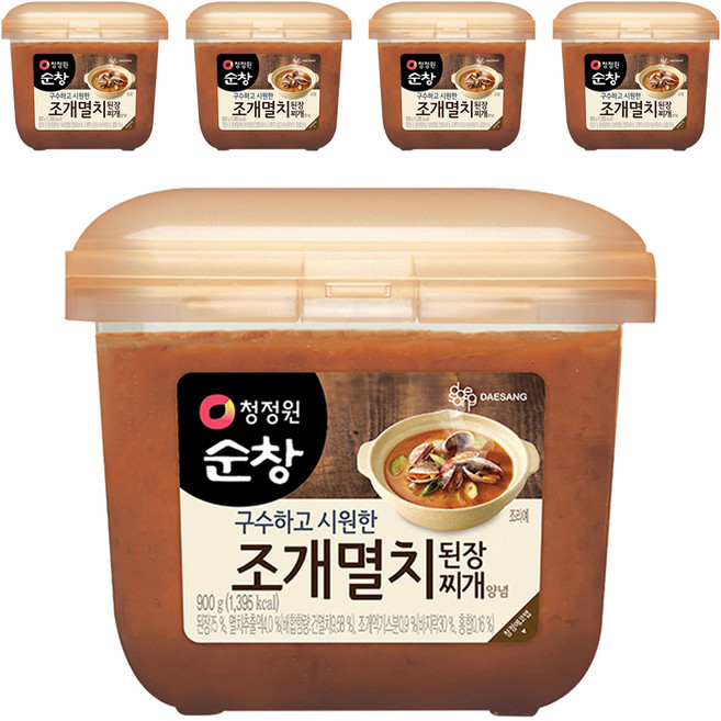 DAESANG 大象 清淨園淳昌 貝殼鯷魚大醬鍋調味料, 900g, 5個