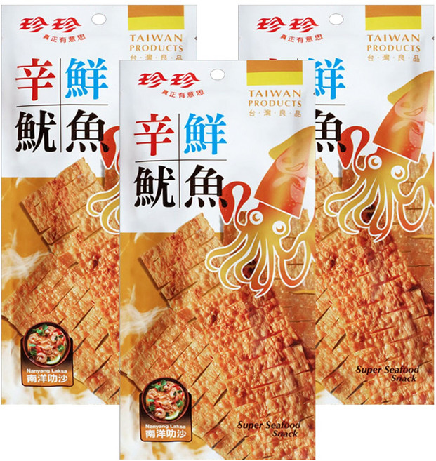 珍珍 辛鮮魷魚 南洋叻沙, 24g, 3包