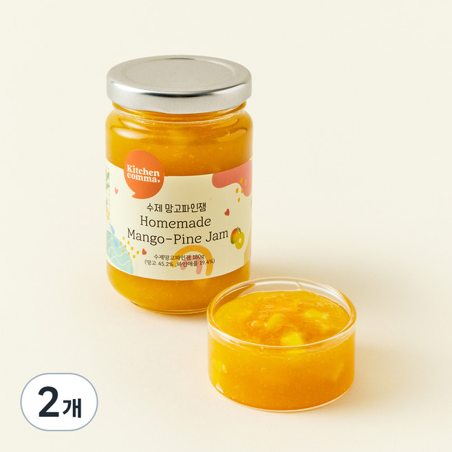 키친콤마 수제 망고파인잼, 180g, 2개