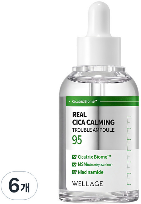 WELLAGE 唯拉珠 Real積雪草鎮靜95煩惱安瓶, 50ml, 6個