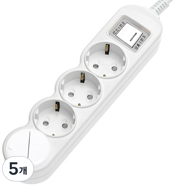 에코파워탭 국내 제조 과부하차단 멀티탭 4구 EPM-L304 + 안전커버, 1.5m, 혼합색상, 5개