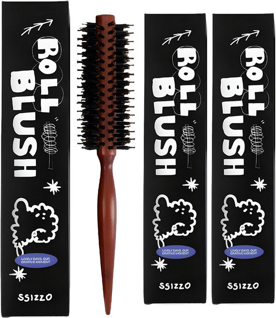 씨조 프리미엄 볼륨팍팍 드라이 돈모 롤브러쉬, 3개, 블랙
