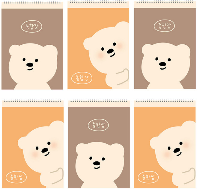 아트모아 문곰 종합장 50매 6권, 혼합색상, 1세트