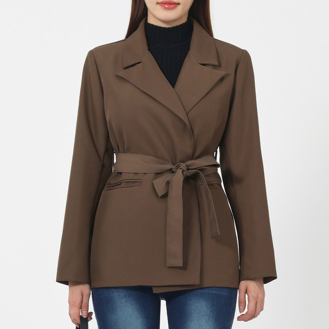 엘쏘 여성용 루즈핏 허리끈 싱글자켓