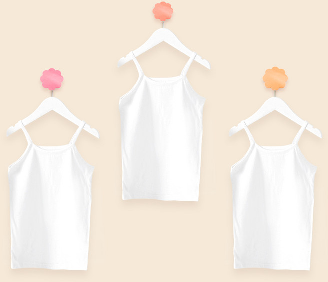 베이스알파에센셜 여아용 면 100 데일리 캐미솔 끈런닝 3p