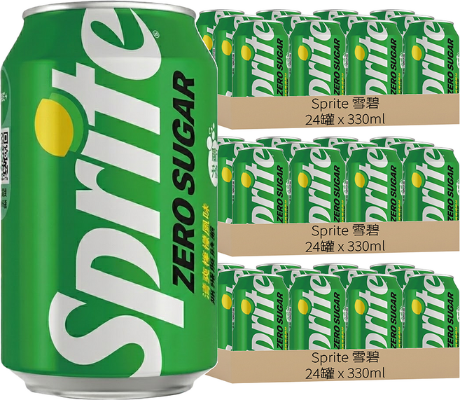 Sprite 雪碧 ZERO SUGAR 無糖零卡 易開罐, 330ml, 72罐