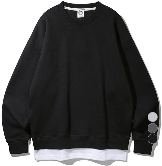 앨빈클로 남녀공용 레이어드 기모 오버핏 맨투맨 MAR884