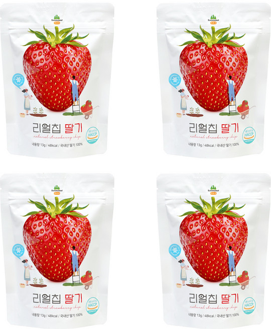 산마을 동결건조 리얼칩 딸기, 13g, 4개