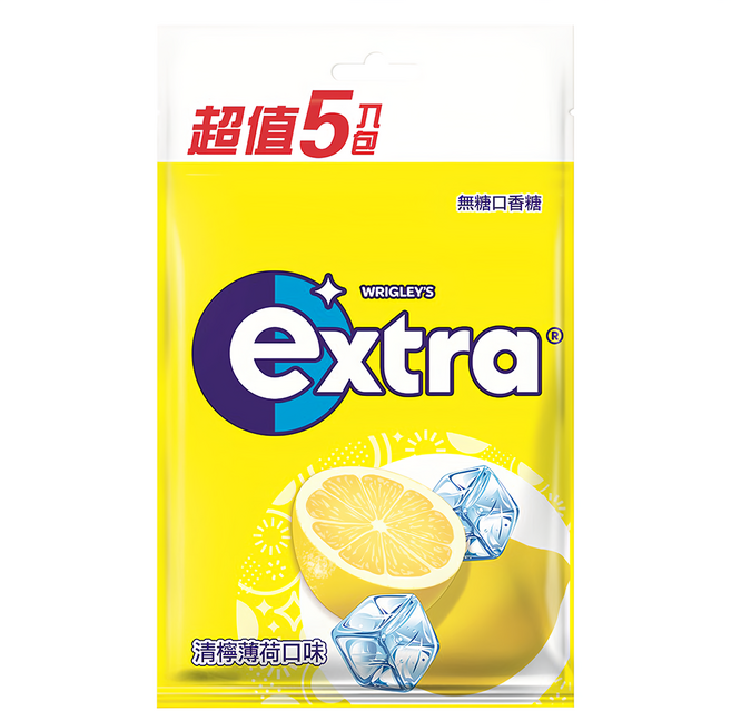 Extra 益齒達 潔淨無糖口香糖 清檸薄荷口味, 28g, 5包