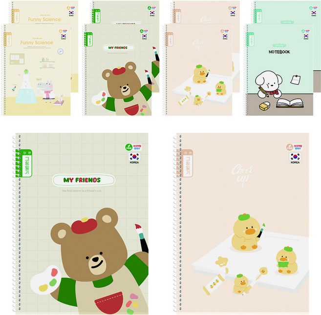 펜피아 1000 초등 스프링노트 그림일기 단면 공용, 랜덤발송, 10개