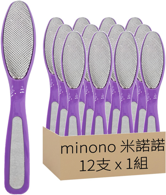 minono 米諾諾 粗細兩用磨腳器 17 x 3.4 x 2cm 粉色/紫色隨機出貨, 12支, 1組