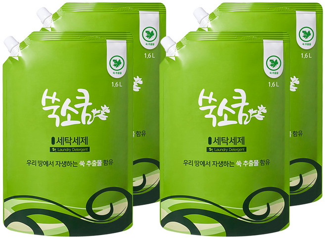 쑥소쿰 세탁세제 리필, 1.6L, 4개