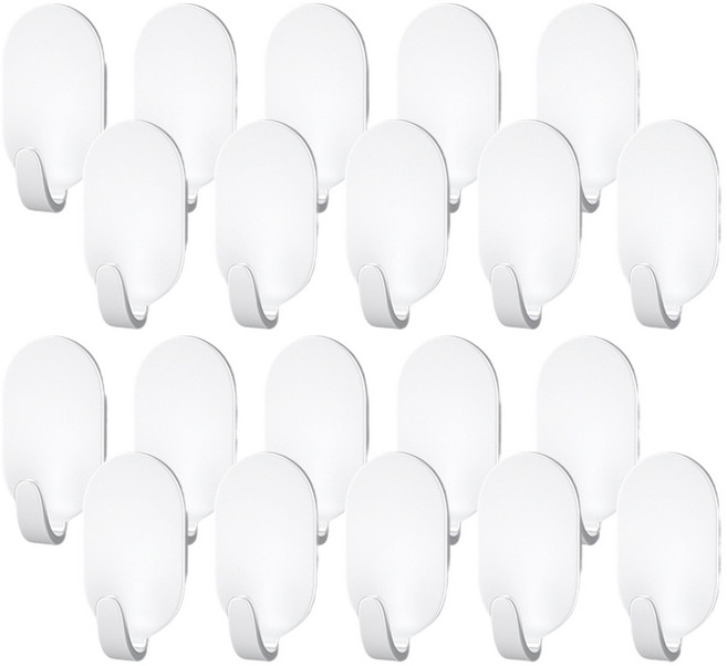 한봄누리 강력 접착식 다용도 욕실 주방용 후크 걸이, 화이트, 20개