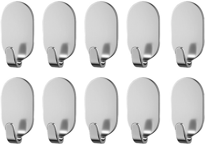 한봄누리 강력 접착식 다용도 욕실 주방용 후크 걸이, 실버, 10개