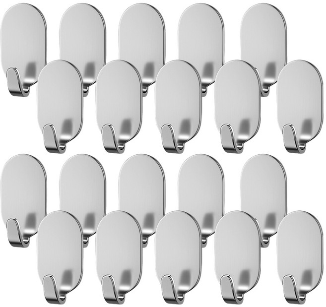 한봄누리 강력 접착식 다용도 욕실 주방용 후크 걸이, 실버, 20개