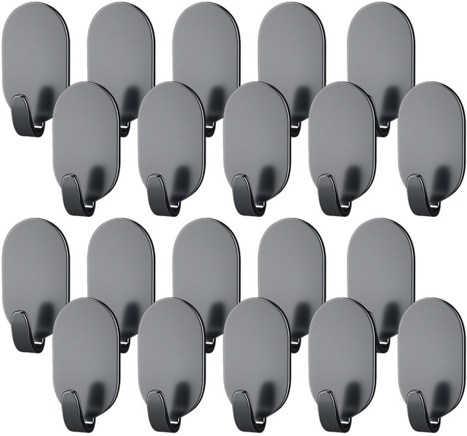 한봄누리 강력 접착식 다용도 욕실 주방용 후크 걸이, 블랙, 20개