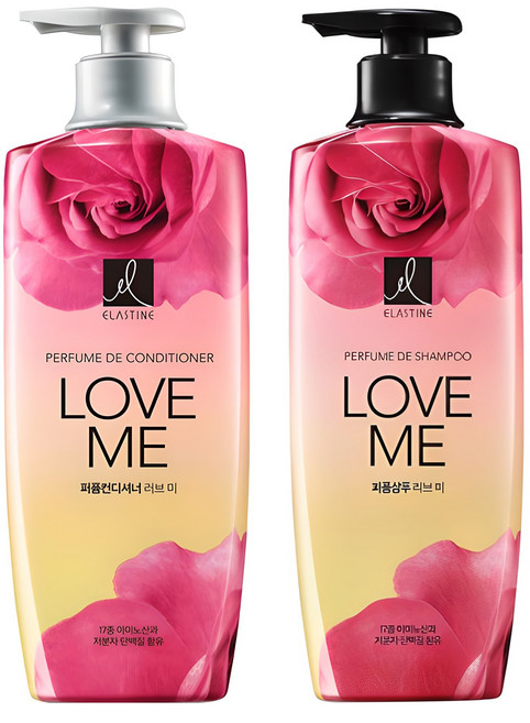 엘라스틴 퍼퓸 드 컨디셔너 + 샴푸 러브 미 피치 앤 프리지아향, 1개, 600ml
