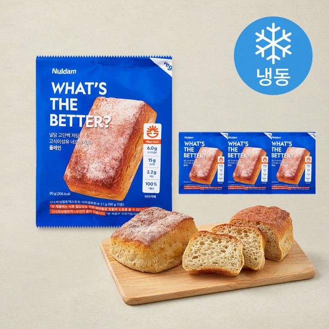 널담 고단백 저당 네모바게트 플레인 (냉동), 90g, 4개, 1개입
