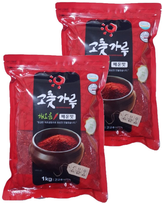 해오름 굵은 고춧가루 매운맛, 1kg, 2개