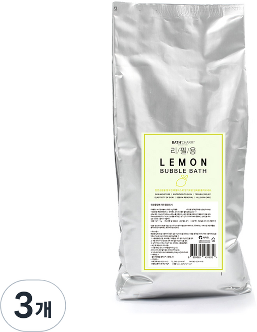 바스참 사해소금 버블바스 거품 입욕제 레몬 리필용, 1kg, 3개
