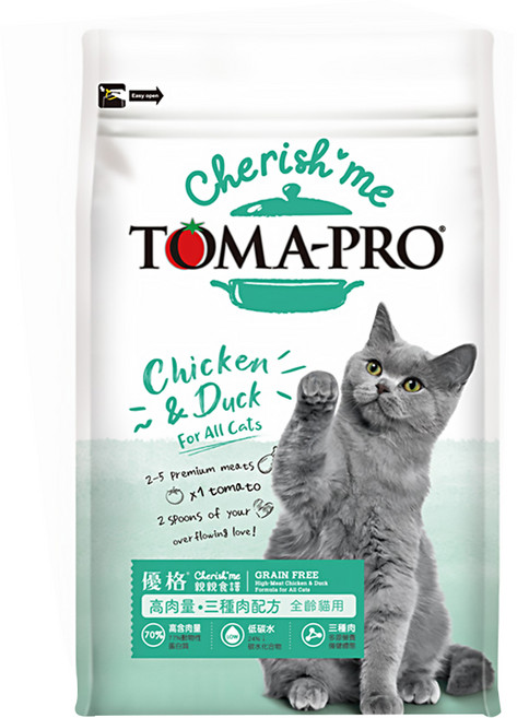 TOMA-PRO 優格 親親 全齡貓三種肉配方, 雞肉 + 火雞 + 鴨肉, 2.27kg, 1袋
