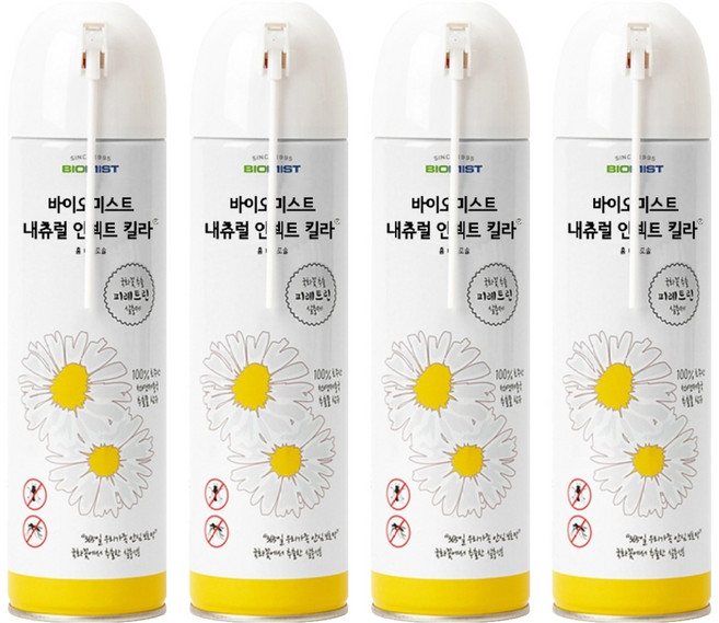 바이오미스트 내츄럴 인섹트 킬라 살충제 스탠다드 무향, 500ml, 4개