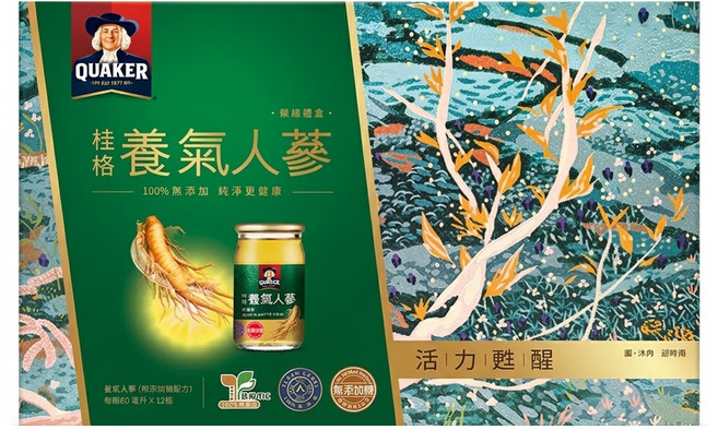QUAKER 桂格 養氣人蔘 無糖禮盒, 60ml, 12瓶, 1盒