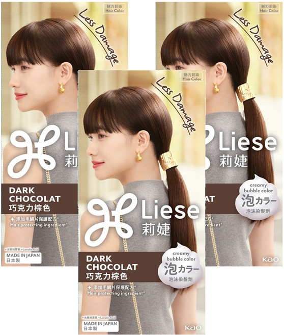 Liese 莉婕 泡沫染髮劑, 巧克力棕色, 3個