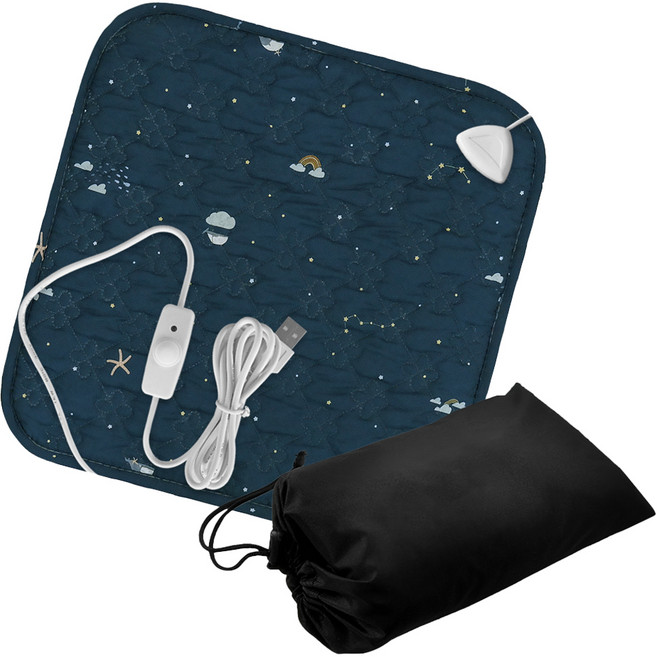 한일상사 밤하늘고래 양면 전기방석, 네이비, 40 x 40 cm
