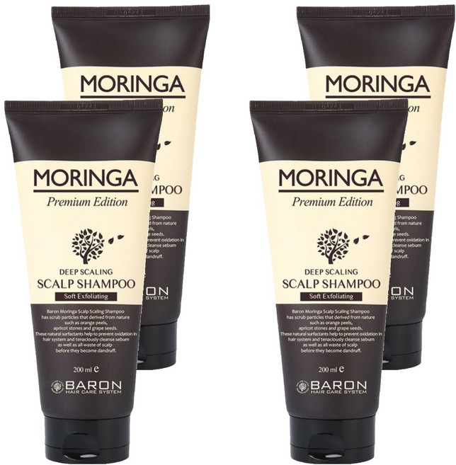 바론 모링가 스칼프 스크럽 샴푸, 200ml, 4개