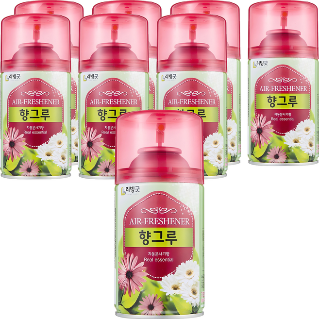 리빙굿 향그루 자동분사기 본품, 280ml, 8개, 복숭아향