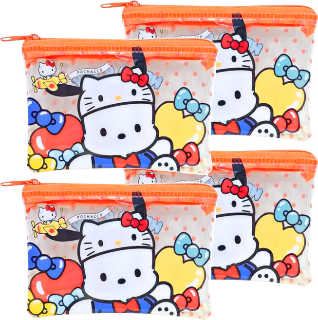 Sanrio 三麗鷗 帕洽狗 透明拉鍊小物收納袋 50周年 12 x 7.5cm, 4個