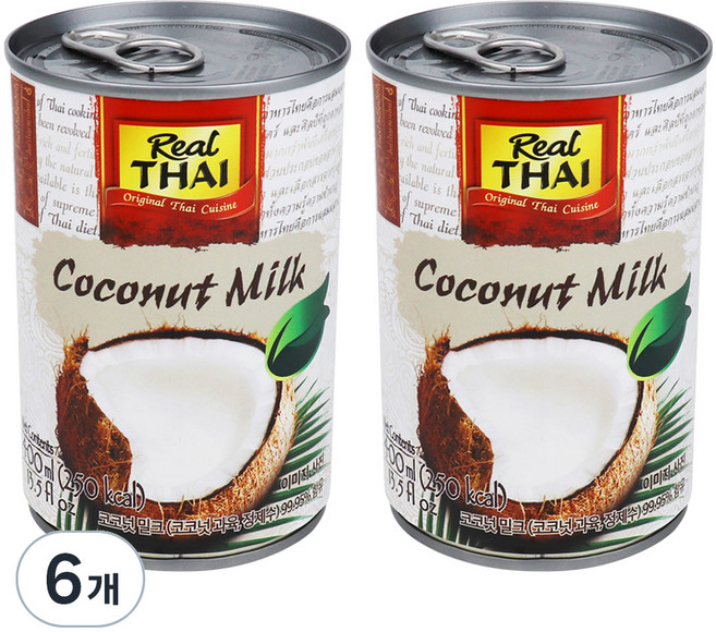 리얼타이 코코넛밀크, 400ml, 6개