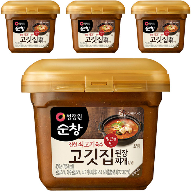 청정원순창 고깃집 된장찌개 양념, 450g, 4개