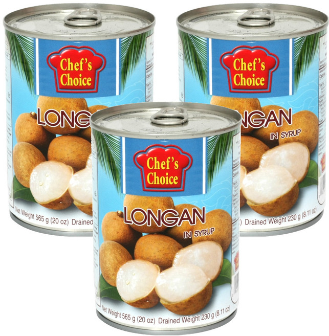 쉐프의초이스푸드 롱간 과일통조림, 565g, 3개