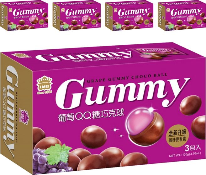 義美 QQ糖巧克球 葡萄, 135g, 5盒
