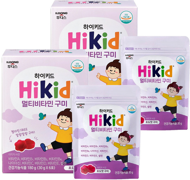 일동후디스 아동용 하이키드 멀티비타민 구미 6개입, 2개, 30g
