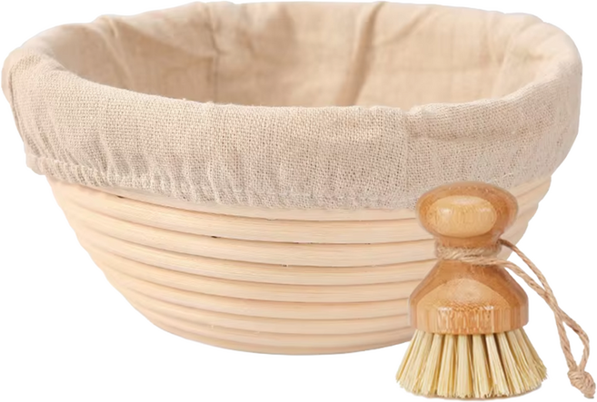 CHEFMADE 學廚 6.5吋發酵藤籃 + 圓形布套 附清潔刷 wk9761, 1組