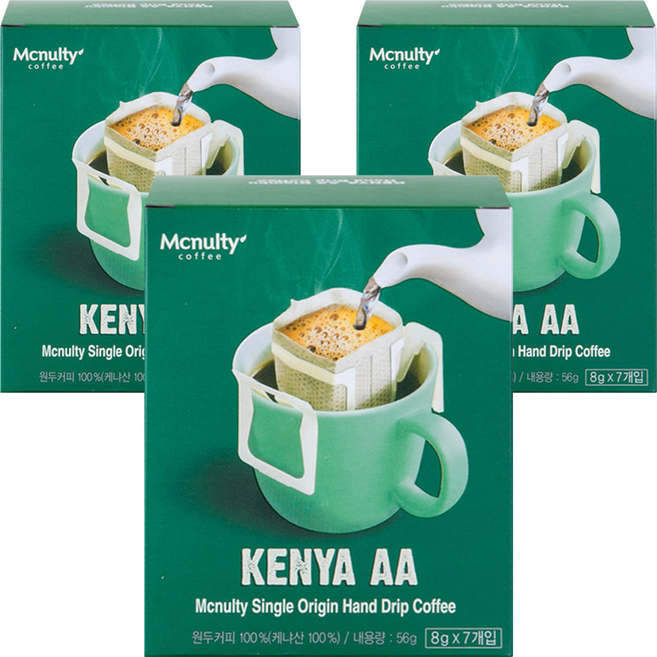 맥널티커피 케냐 AA 핸드드립 원두커피, 8g, 7개입, 3개