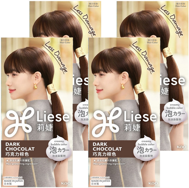 Liese 莉婕 泡沫染髮劑, 巧克力棕色, 4個
